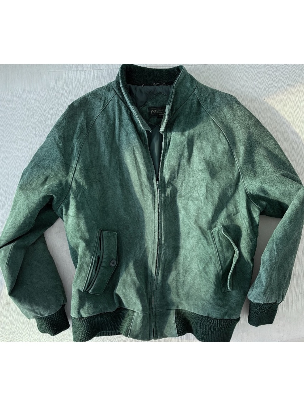 Vintage Rock Creek Green Suede Bomber Jacket Men’s L